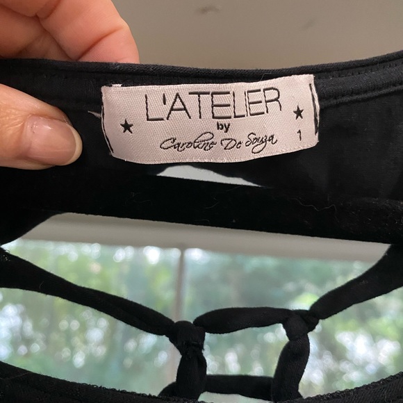 L’Atelier by Caroline De Souza black distressed cut out back top - Picture 6 of 7